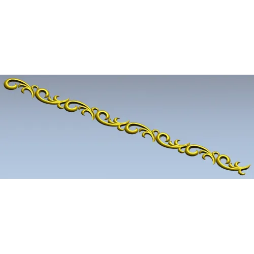 Ornamental Baguette 3D Model STL - Scroll Trim for CNC