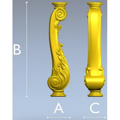 Carved Cabriole Leg STL Model for CNC