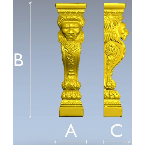 Regal Lion Baluster STL for CNC Milling