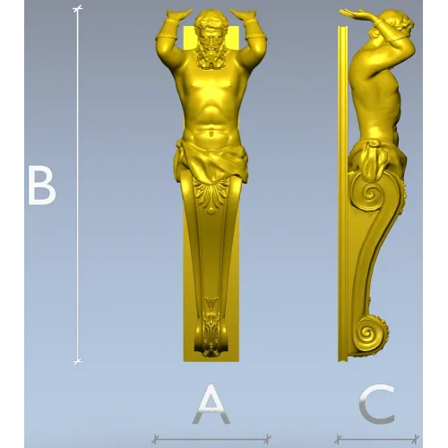 Декоративная 3D модель балясины-атланта в формате STL для ЧПУ