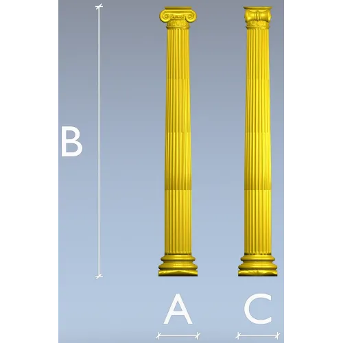 Ionic fluted column STL 3D model for CNC