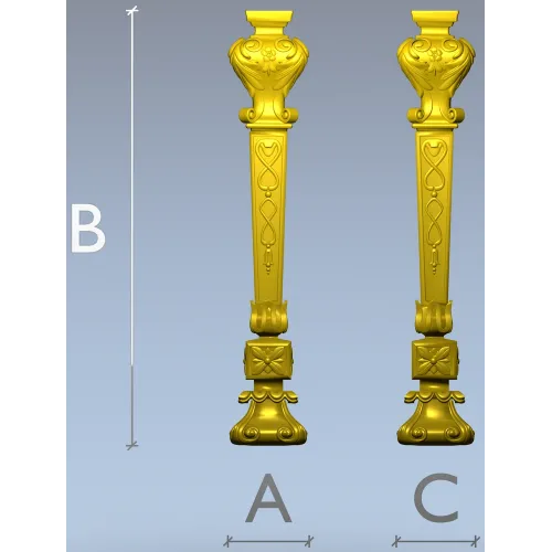 Классическая балясина с растительным орнаментом - STL для ЧПУ