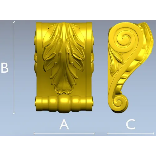 Acanthus Scroll Corbel - STL 3D model for CNC milling