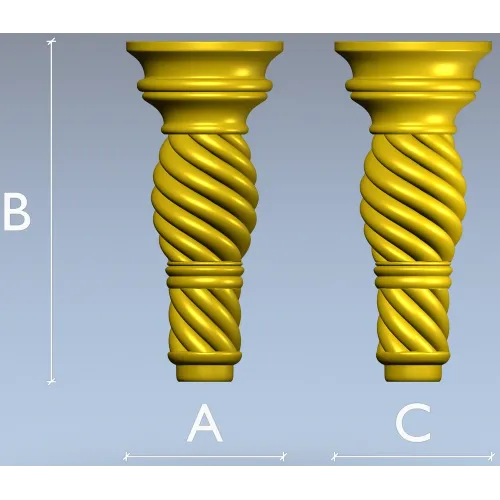 Spiral Twist Baluster - detailed STL 3D model for CNC milling