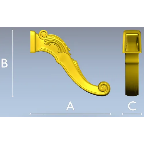 Auric Scroll - ornate furniture leg STL 3D model for CNC