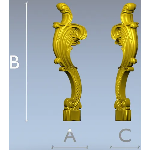 Балясина в стиле рококо - 3D модель в формате STL для ЧПУ