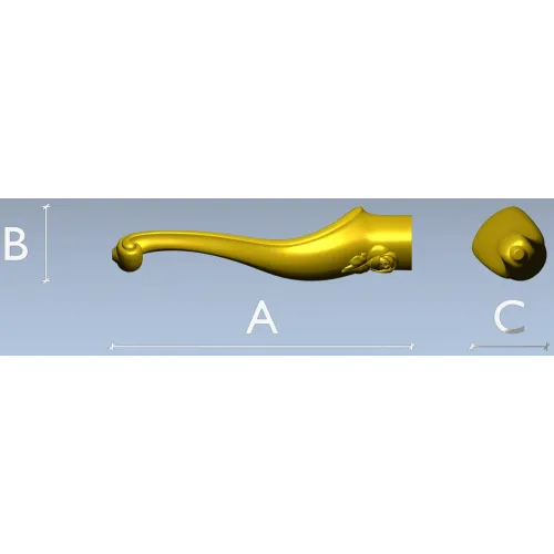Кабриольная мебельная ножка с розой - STL модель для ЧПУ