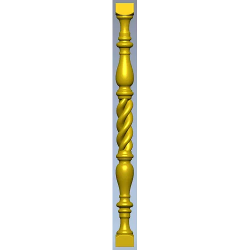 Spiral turned baluster - STL 3D model for CNC milling