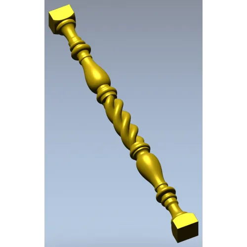 Spiral turned baluster - STL 3D model for CNC milling