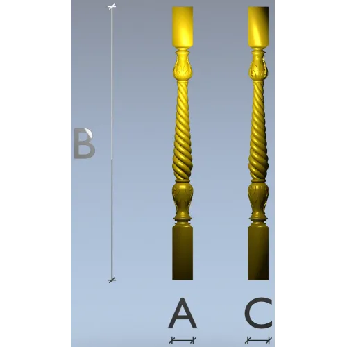 Baroque Rope Baluster STL for CNC milling