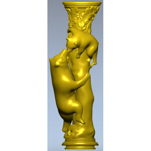 Балясина "Лесное Объятие" - медведи и листва, 3D модель STL для ЧПУ