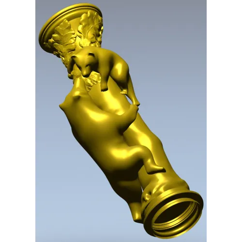 Балясина "Лесное Объятие" - медведи и листва, 3D модель STL для ЧПУ