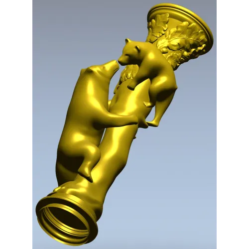 Балясина "Лесное Объятие" - медведи и листва, 3D модель STL для ЧПУ