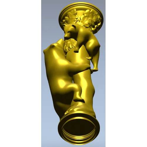 Балясина "Лесное Объятие" - медведи и листва, 3D модель STL для ЧПУ