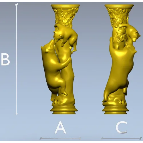 Балясина "Лесное Объятие" - медведи и листва, 3D модель STL для ЧПУ