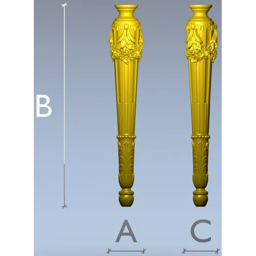 Ornate Classical Baluster Leg - STL 3D Model for CNC