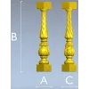 Балясина с витым стволом и акантовым орнаментом - 3D модель STL для ЧПУ