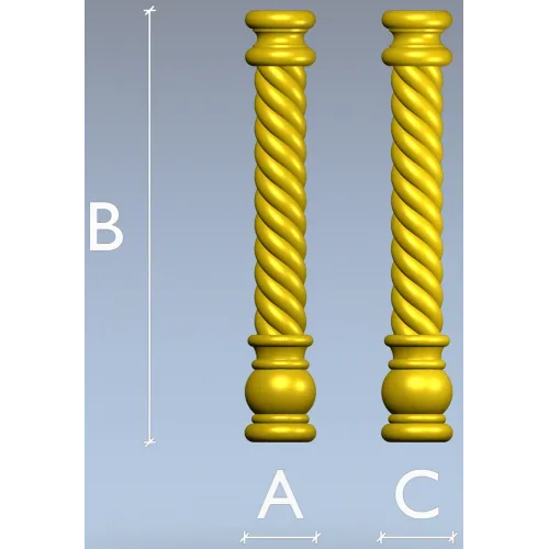 Twisted Barley-Sugar Baluster STL for CNC
