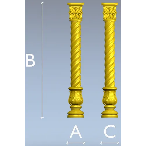 Spiral Acanthus Baluster - STL 3D model for CNC router