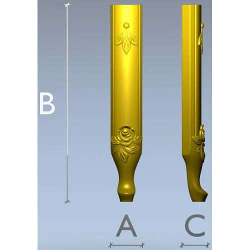 Балясина с барельефом розы - 3D модель STL для ЧПУ