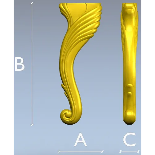Cabriole Scroll Leg STL for CNC Milling