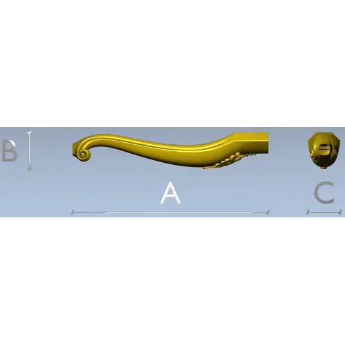 Carved Curved Furniture Leg - STL 3D Model for CNC Milling