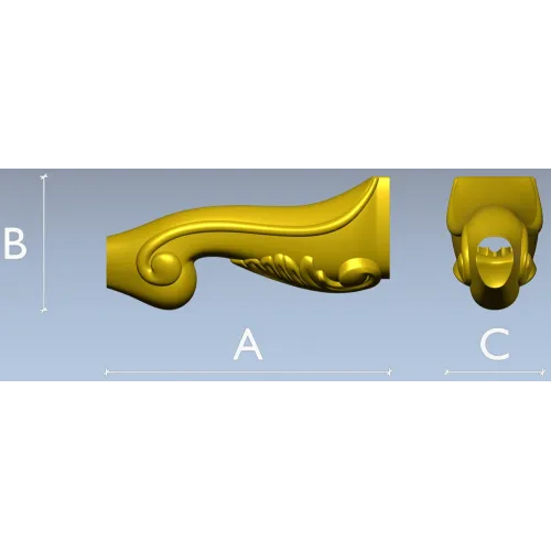 Acanthus Scroll Furniture Leg - STL 3D Model for CNC