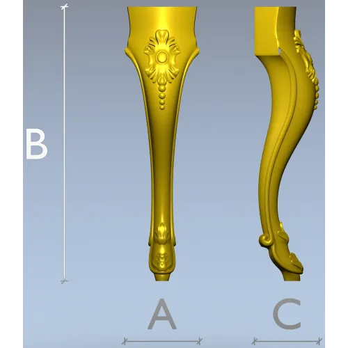 Rococo Floral Cabriole Leg - STL 3D Model for CNC