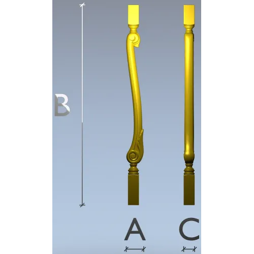 Serpentine Scroll Baluster STL for CNC