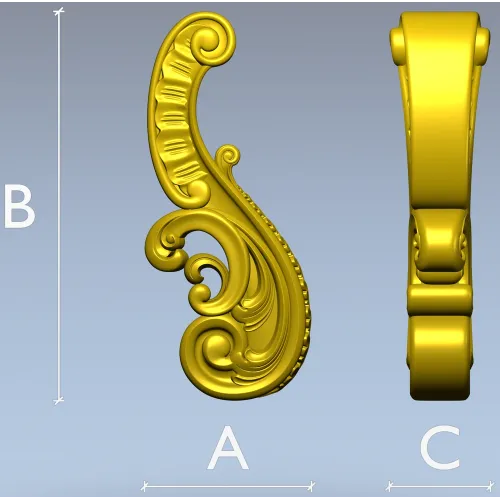 Baroque Acanthus Scroll STL 3D Model for CNC