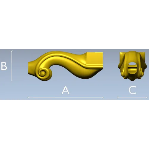 Ornate S-Scroll Baluster STL 3D Model for CNC Milling