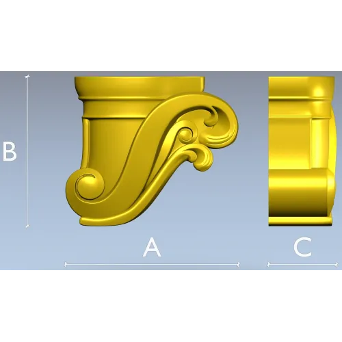 Regal Scroll Corbel - STL 3D model for CNC carving