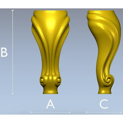 Ornate Shell & Scroll Furniture Leg - STL 3D Model for CNC