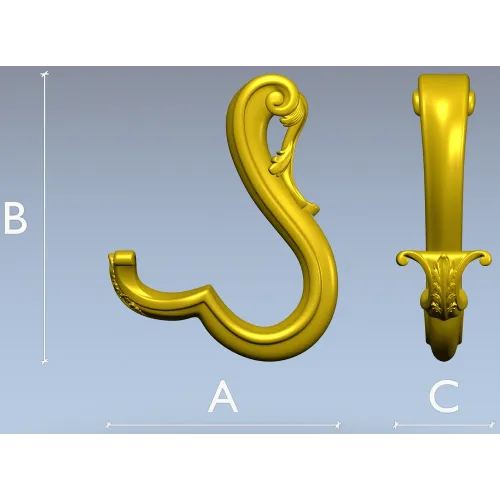 Acanthus S-Scroll - detailed STL 3D model for CNC decorative bracket