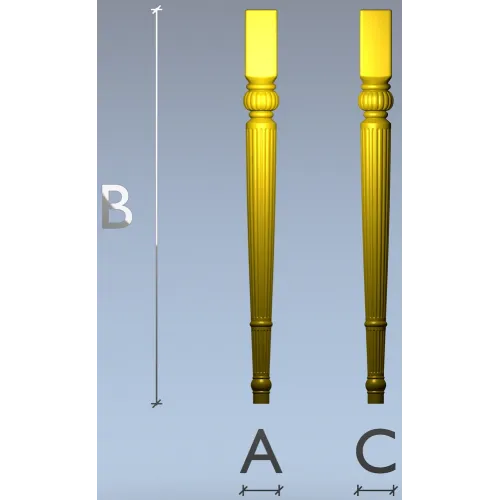 Tapered Fluted Baluster - STL 3D Model for CNC