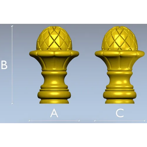 Pinecone Fleur Finial - STL 3D model for CNC carving