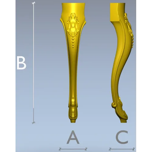 Elegant cabriole furniture leg - STL 3D model for CNC carving