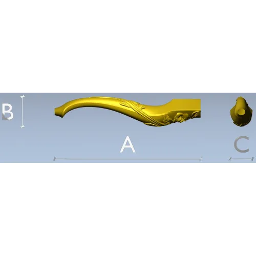 Roseline Curved Leg - STL 3D Model for CNC