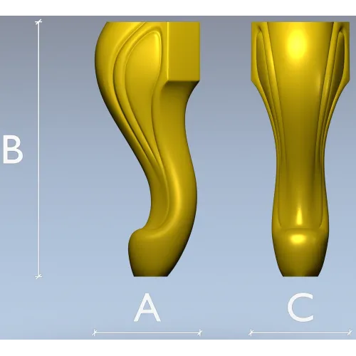 Sculpted Cabriole Furniture Leg STL