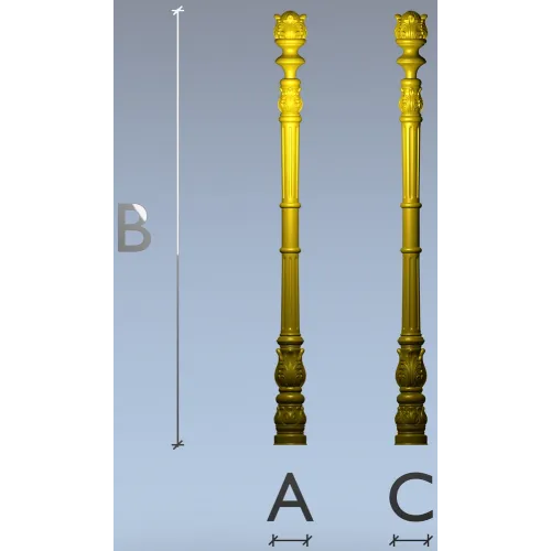 Regal Acanthus Baluster STL 3D model for CNC milling