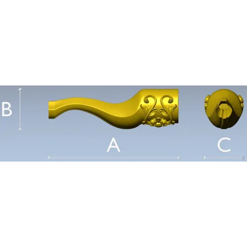 Rococo Curved Leg 3D STL model for CNC milling