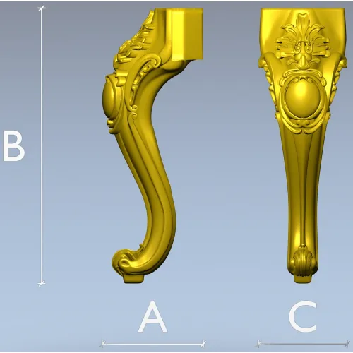 Резная мебельная ножка в стиле рококо - 3D модель STL для ЧПУ