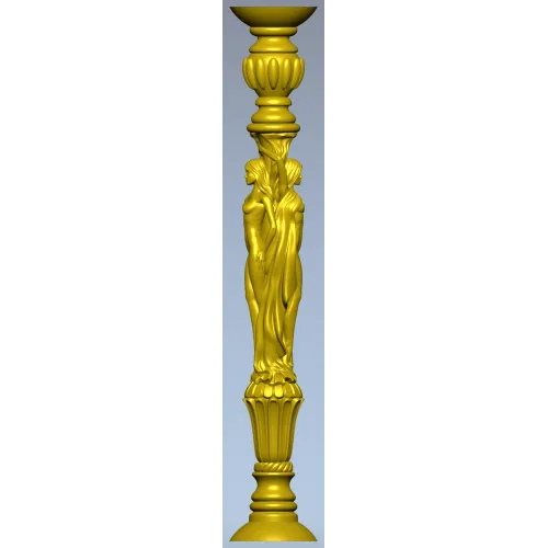 Caryatid baluster STL model for CNC router - high-relief spindle