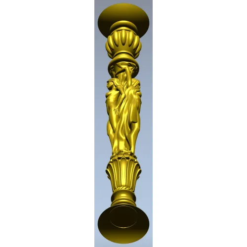 Caryatid baluster STL model for CNC router - high-relief spindle