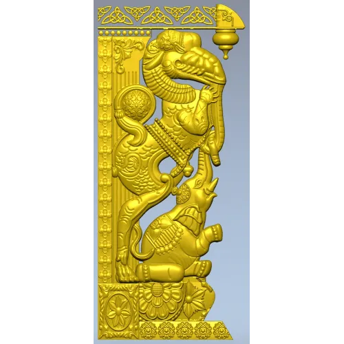 Индийский резной кронштейн с мифическими зверями - STL для ЧПУ
