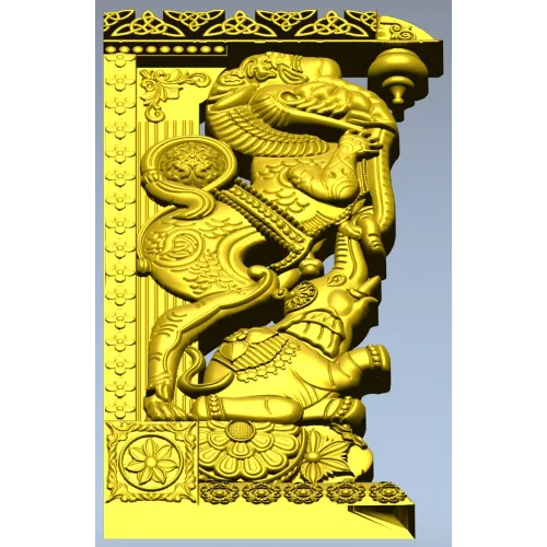 Индийский резной кронштейн с мифическими зверями - STL для ЧПУ
