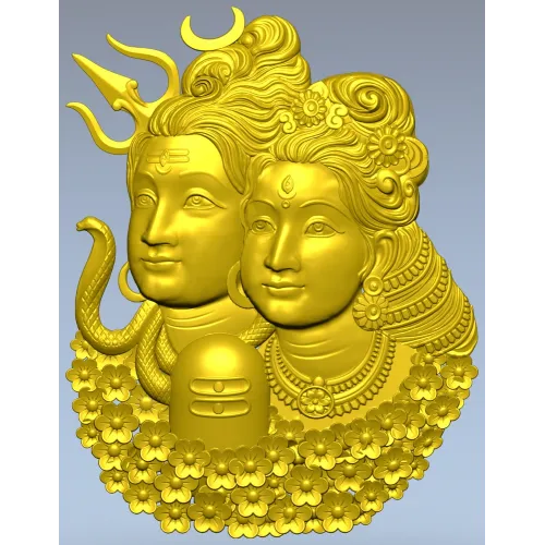 Shiva and Parvati Devotional Panel - 3D STL model for CNC