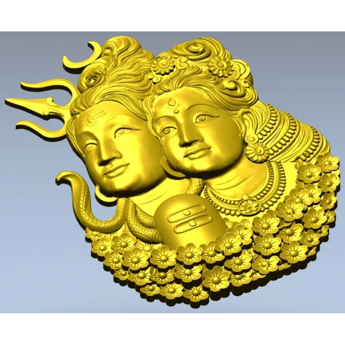 Shiva and Parvati Devotional Panel - 3D STL model for CNC