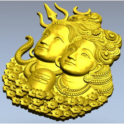 Shiva and Parvati Devotional Panel - 3D STL model for CNC