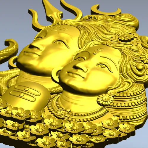 Shiva and Parvati Devotional Panel - 3D STL model for CNC